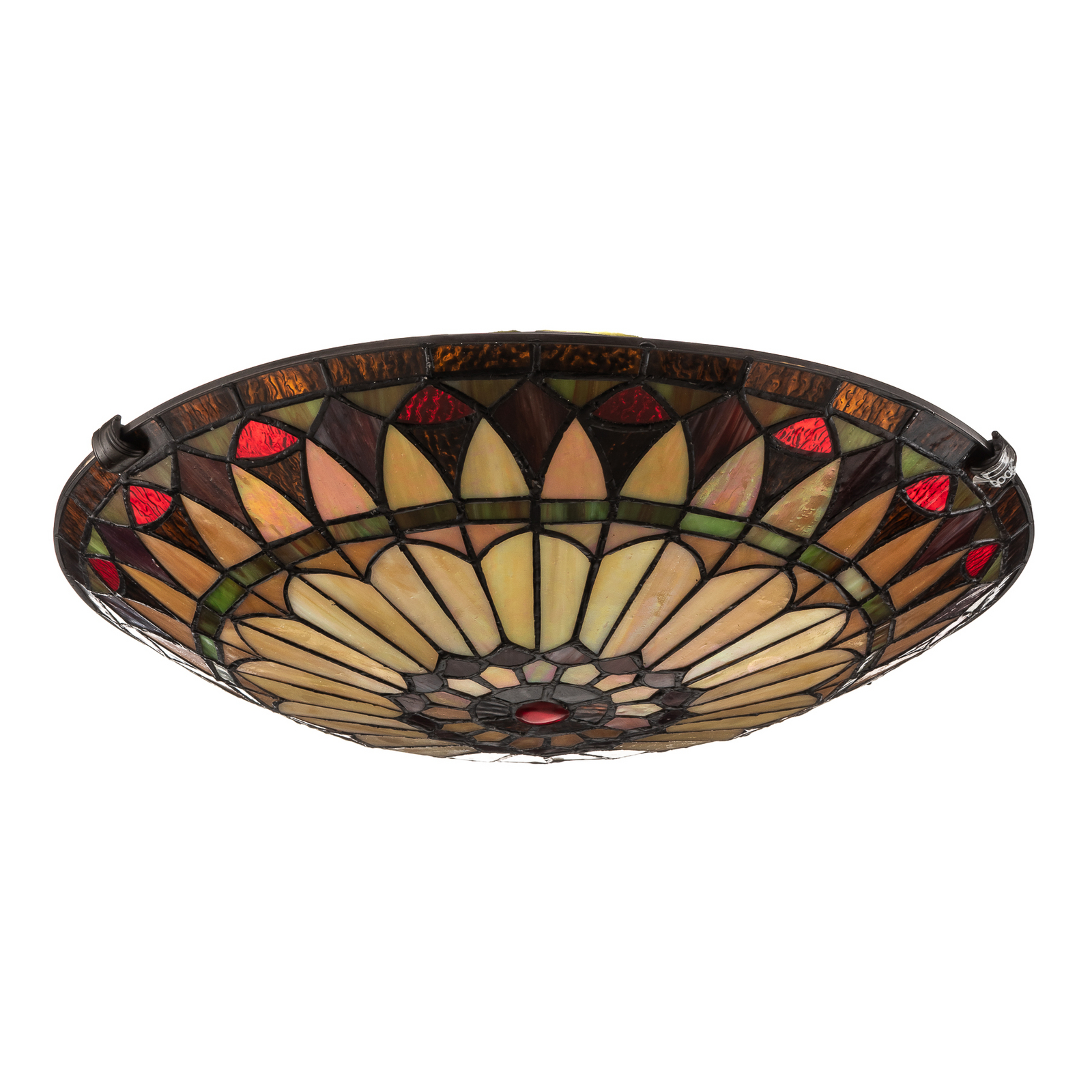 Plafondlamp West End, brons/gekleurd, Ø 42 cm, glas